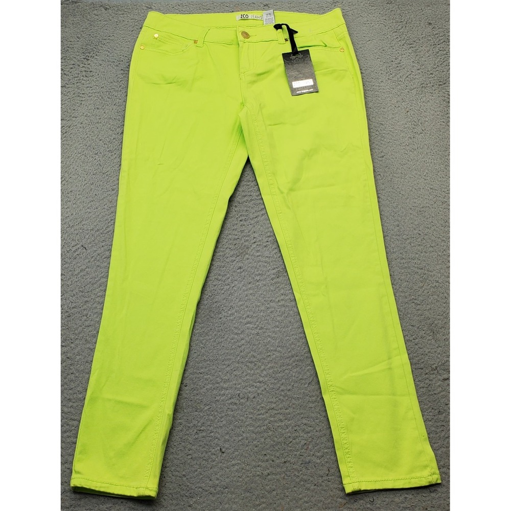 Zco Jeans Women Size 13 Yellow Denim Cotton Stretch Straight Leg 5-Pocket Design
